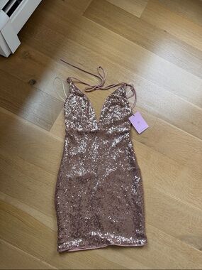 Hello Molly Rose Gold Sequin Cami Mini Dress